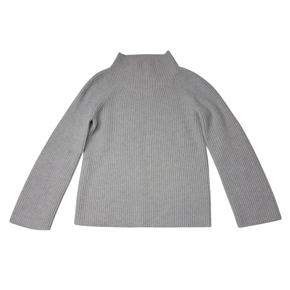 Vince Sweater Womens Small Gray Ribbed Wool Cashmere Funnel Neck Quiet Luxury